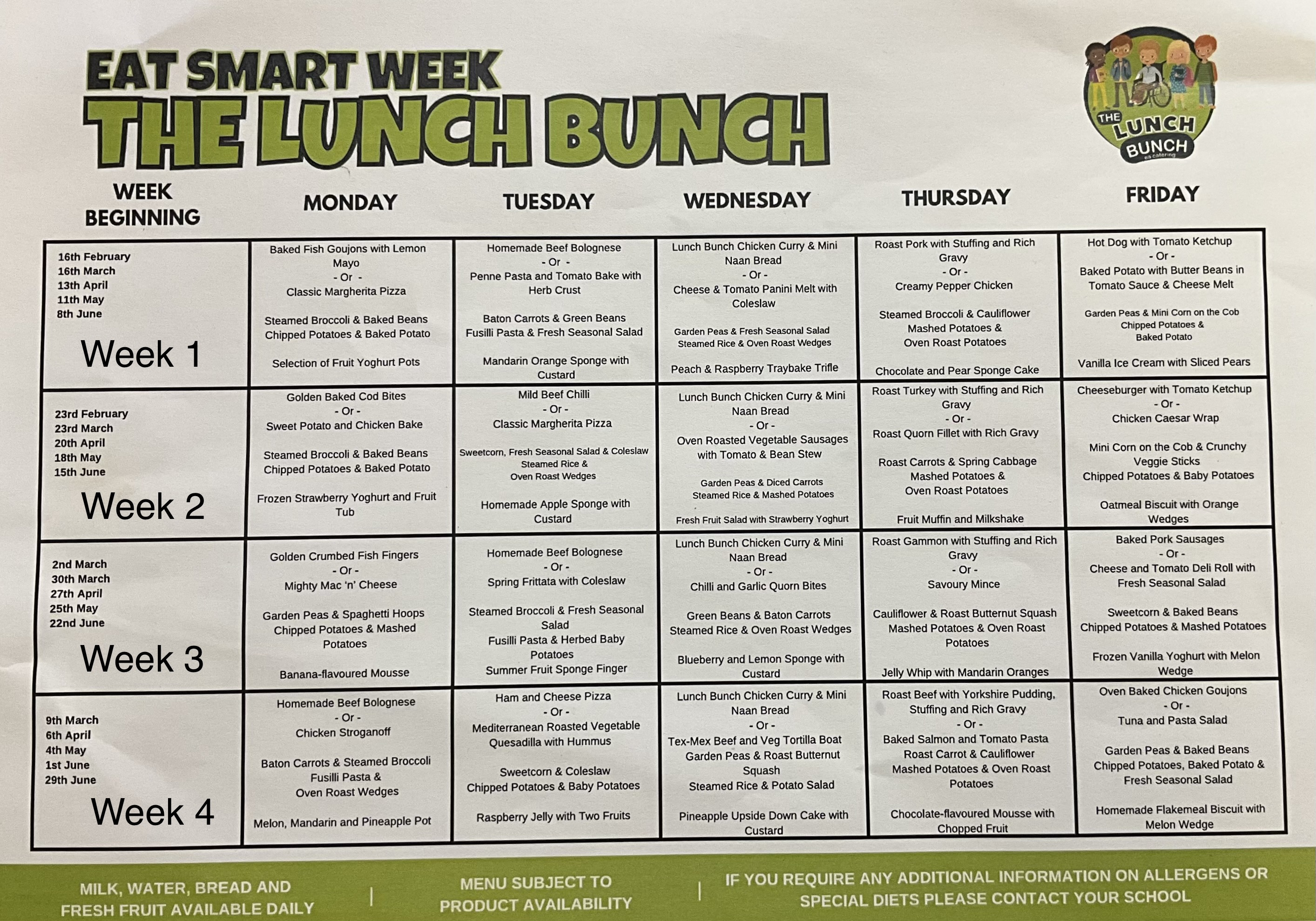 Spring Summer Dinner Menu