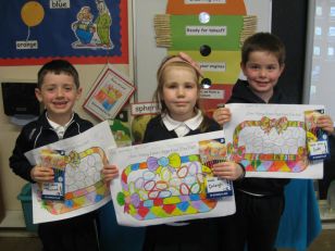 Easter Colouring Competition Time in P.2- congratulations Orlaigh, Jude and Thomas!